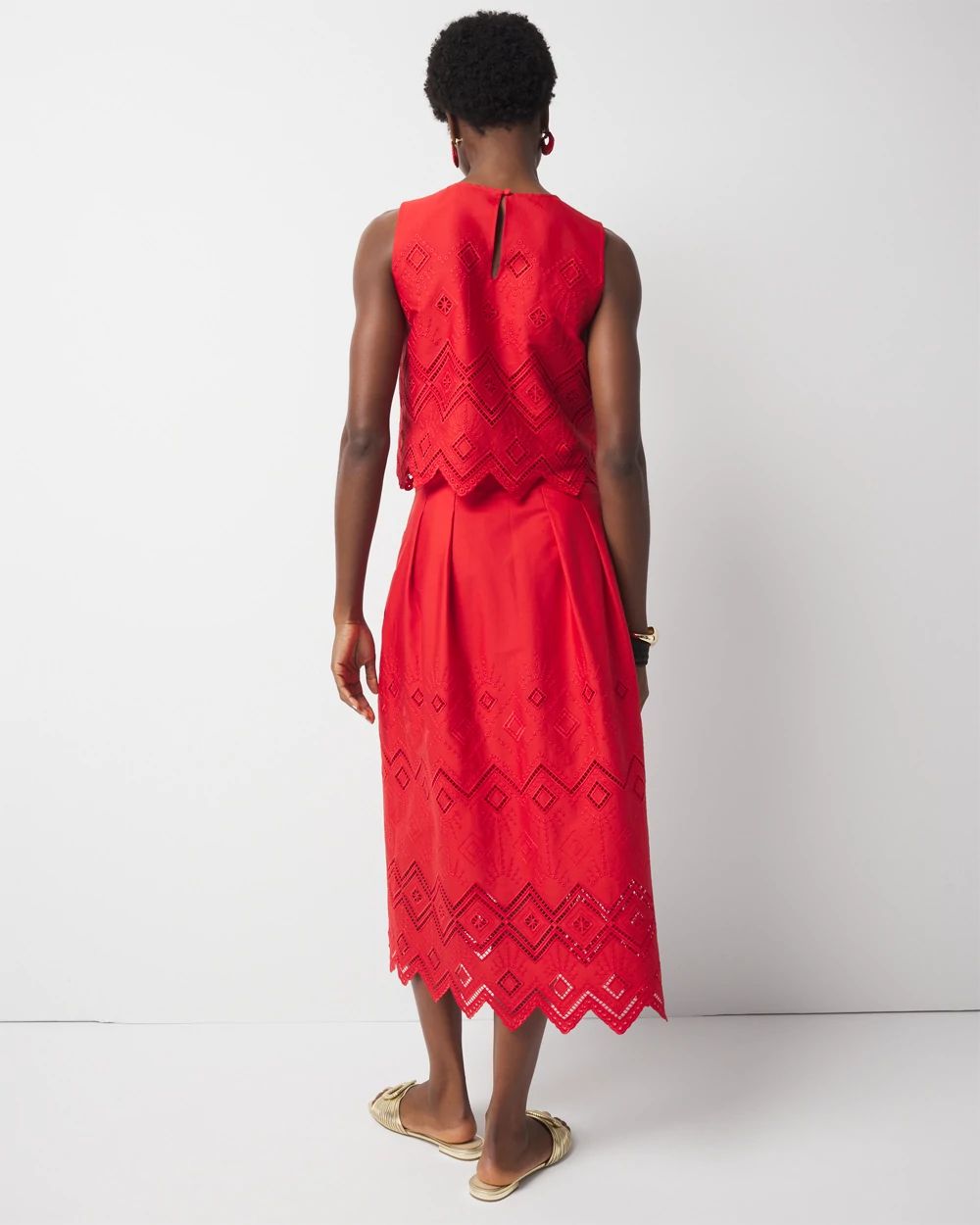 Poplin Eyelet A-Line Skirt