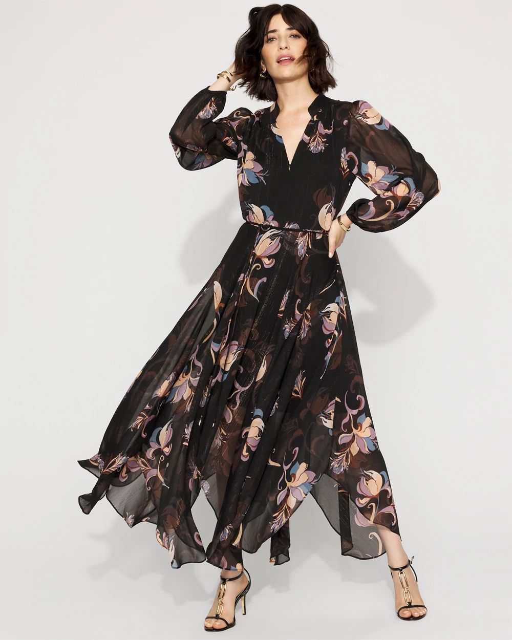 Chiffon + Lurex Maxi Dress