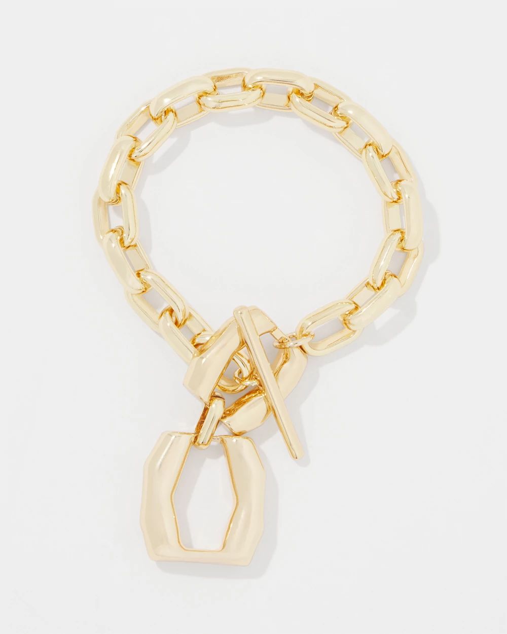 Gold Double Links Toggle Bracelet