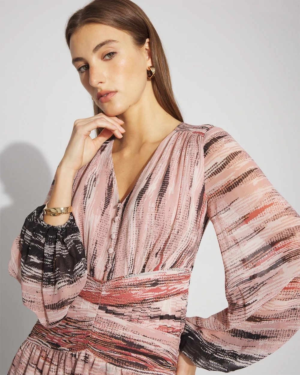 V-Neck Printed Mini Dress