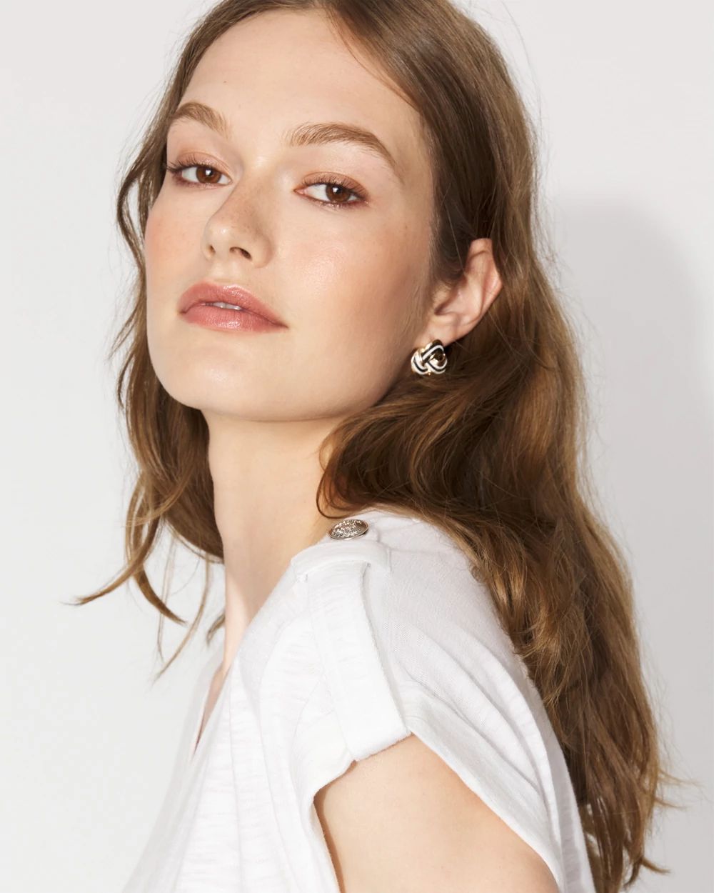 V-Neck Tee with Epaulets