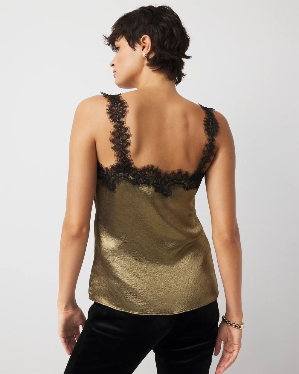 Petite Lace Trim Satin Camisole