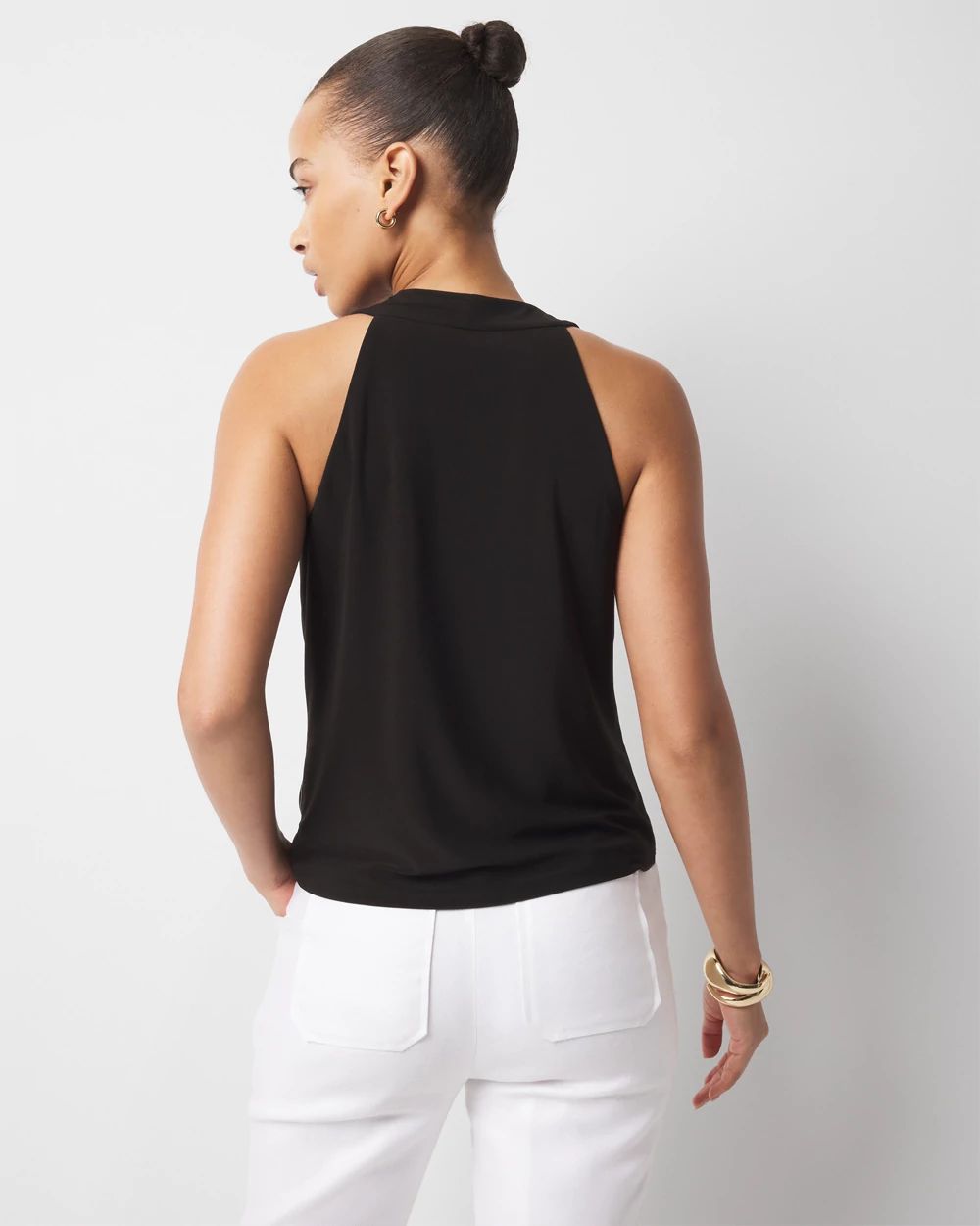Hardware Detail Cowl Neck Jersey Tank