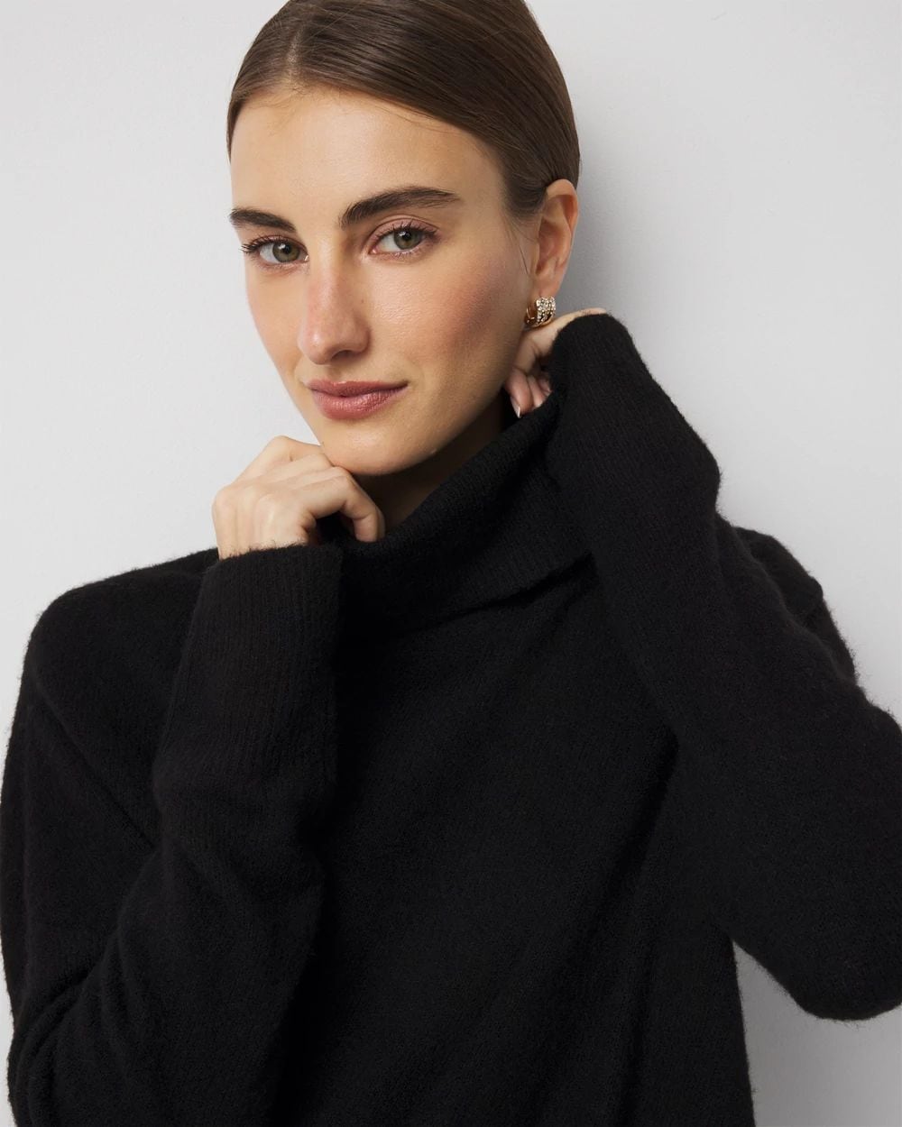 Asymmetrical Hem Turtleneck Sweater