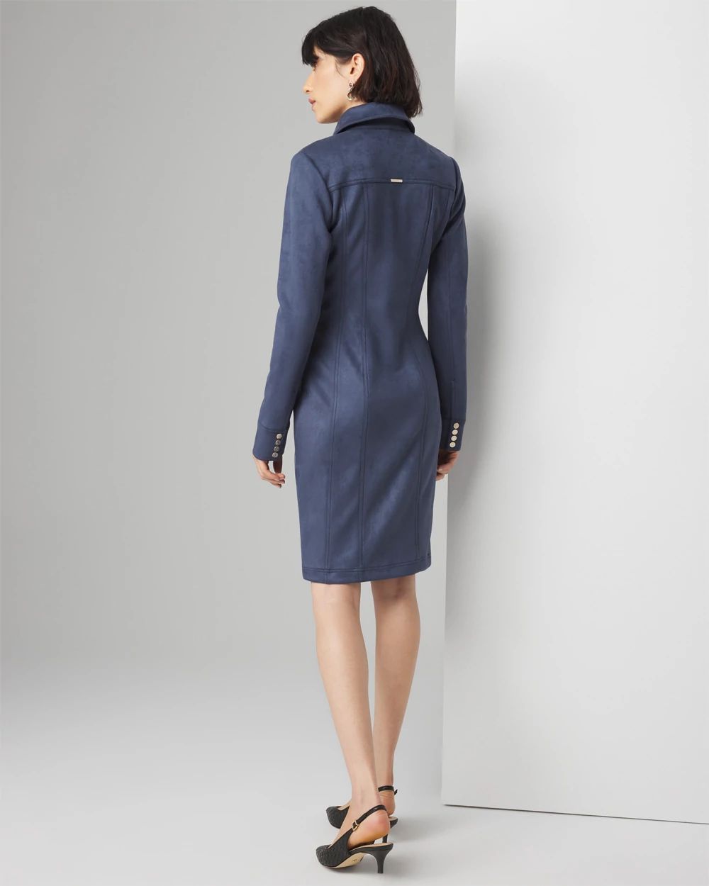 Long Sleeve Faux Suede Shacket Dress