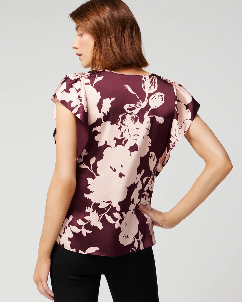 Flutter-Sleeve V-Neck Top