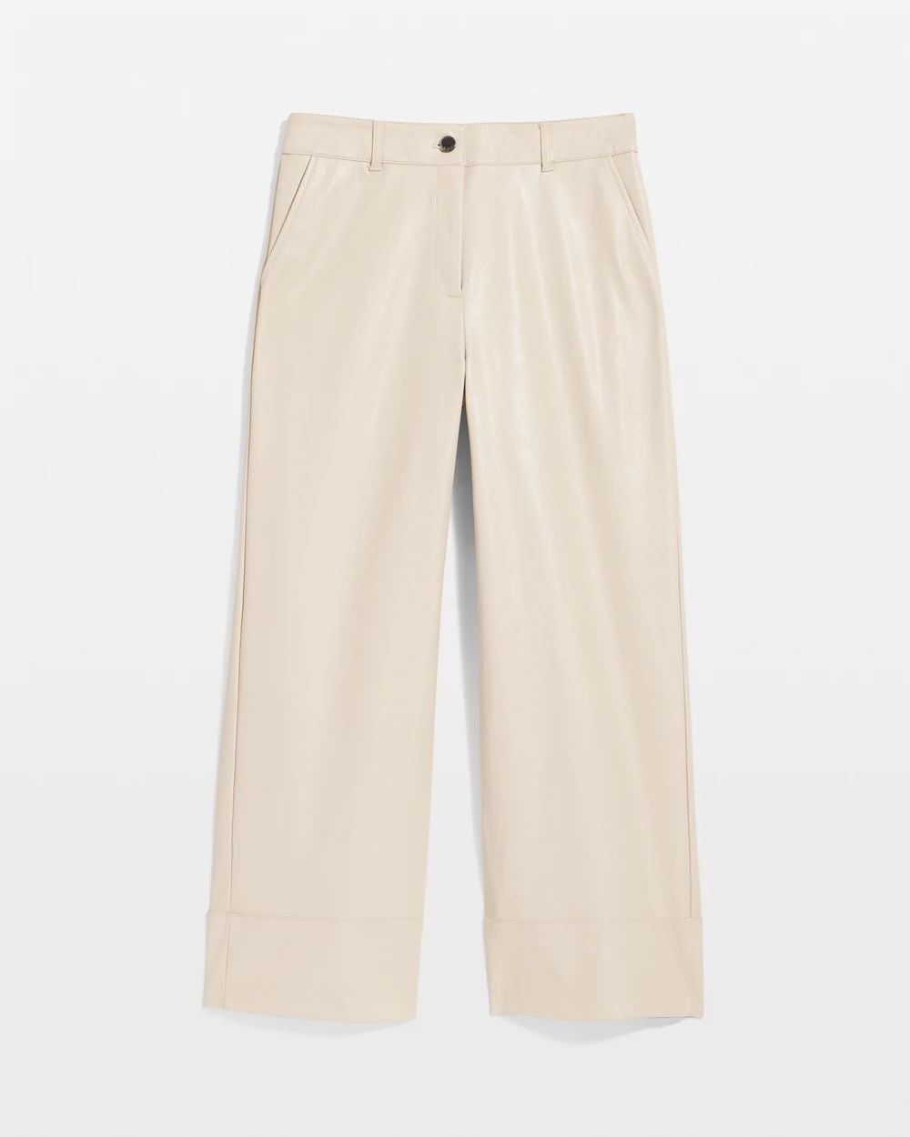 Faux Leather Wide Leg Crop Pant