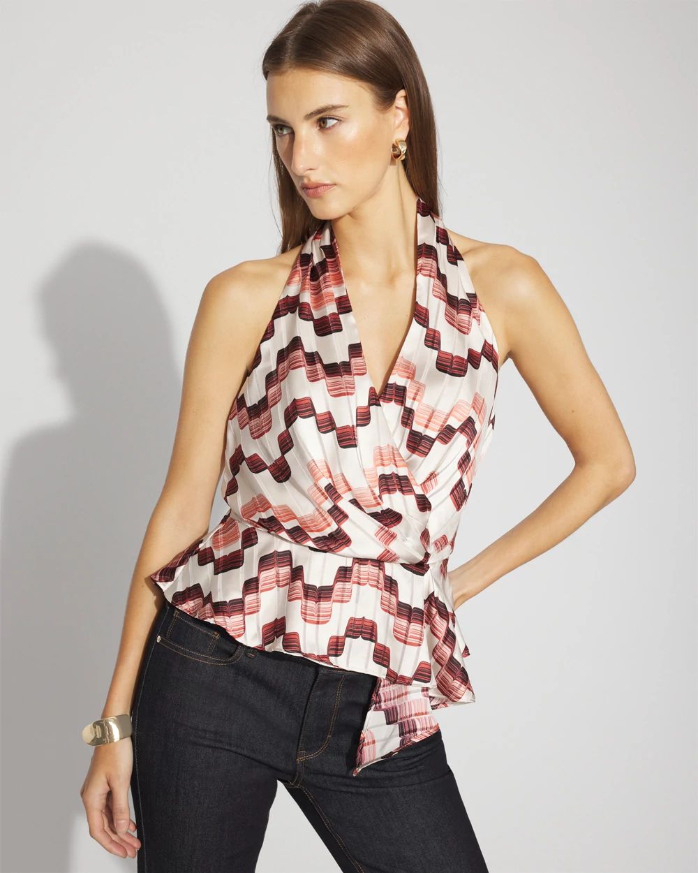 Satin Surplice Halter Top