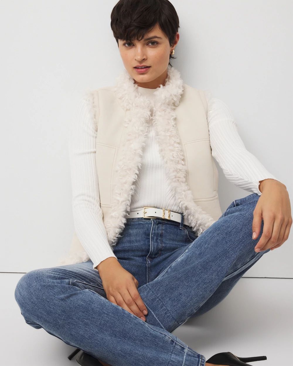 Reversible Faux Suede Sherpa Vest