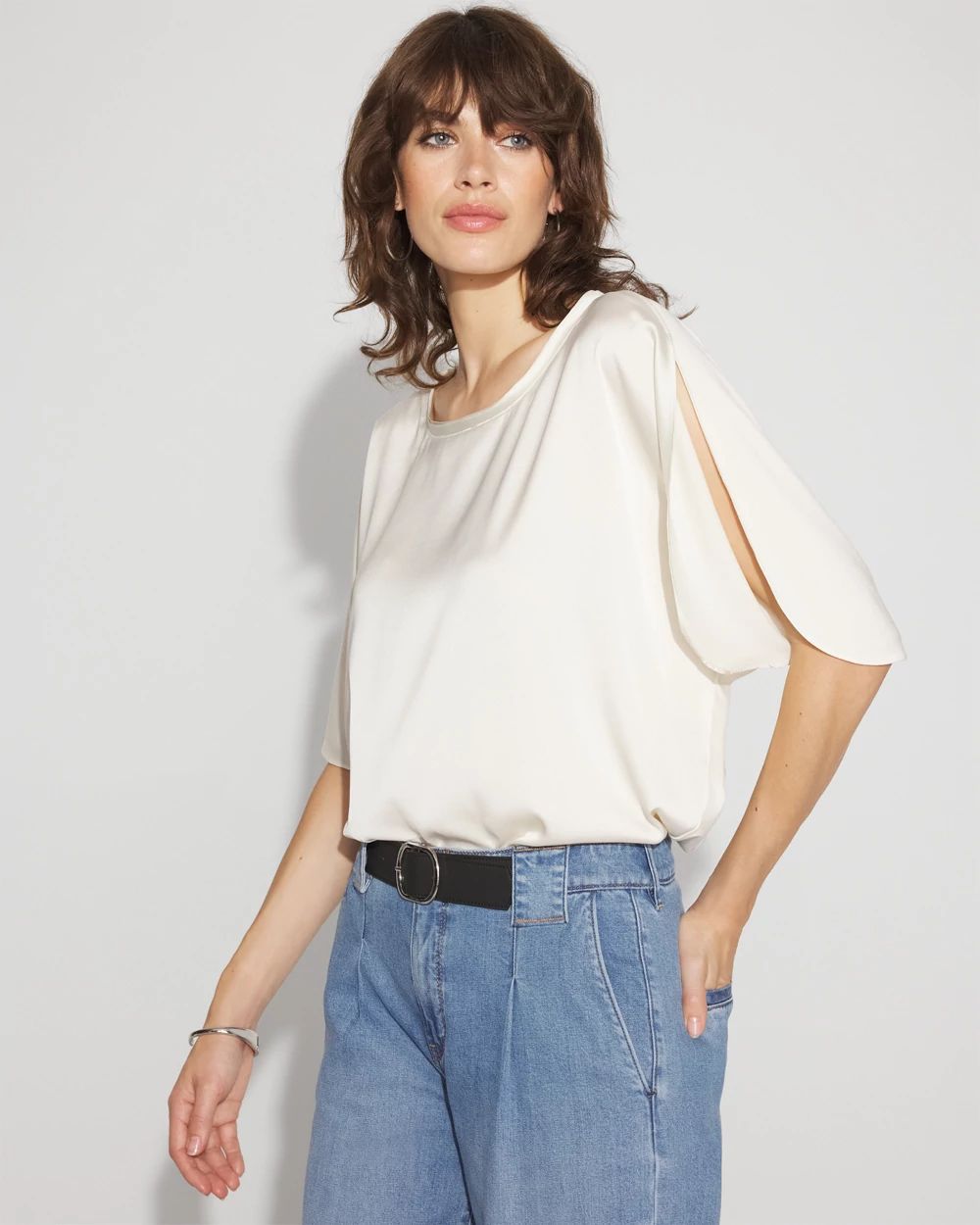 Satin + Jersey Split Sleeve Tee