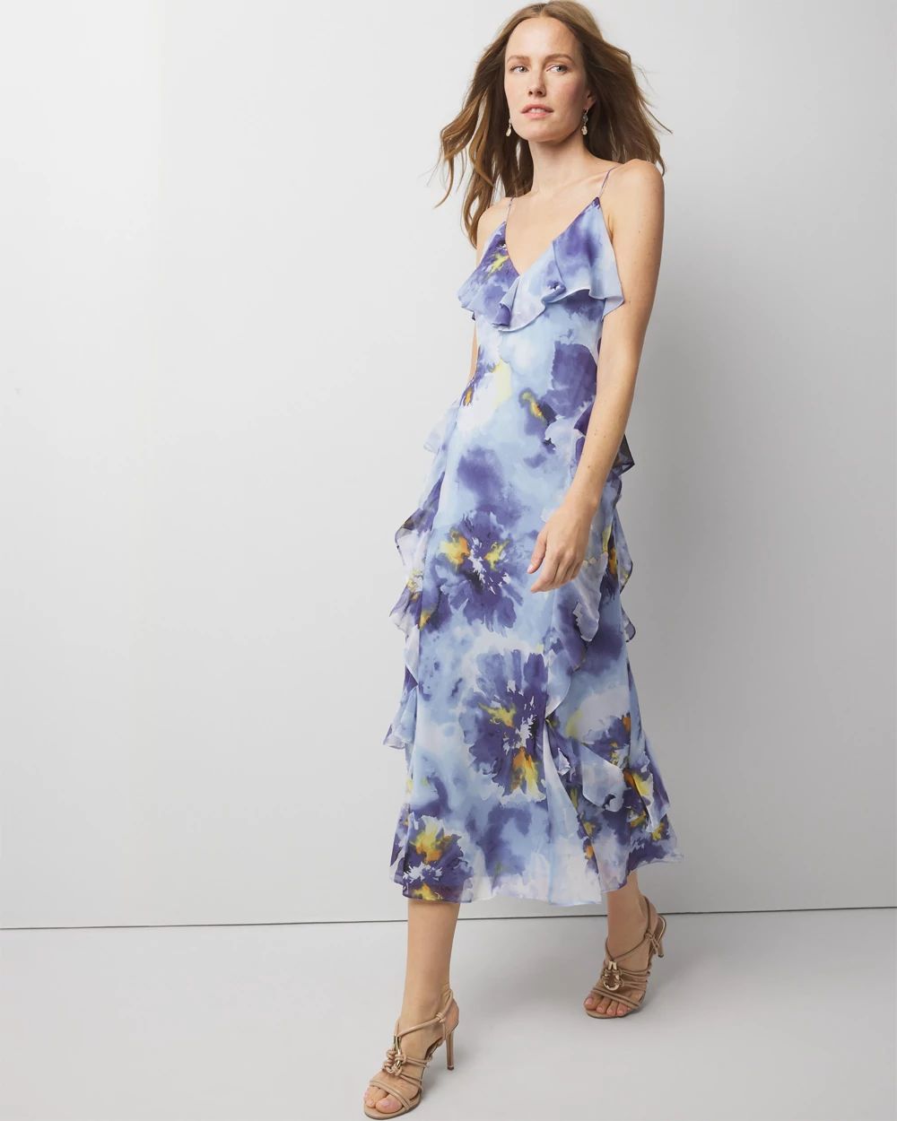 Chiffon Ruffle Slip Dress