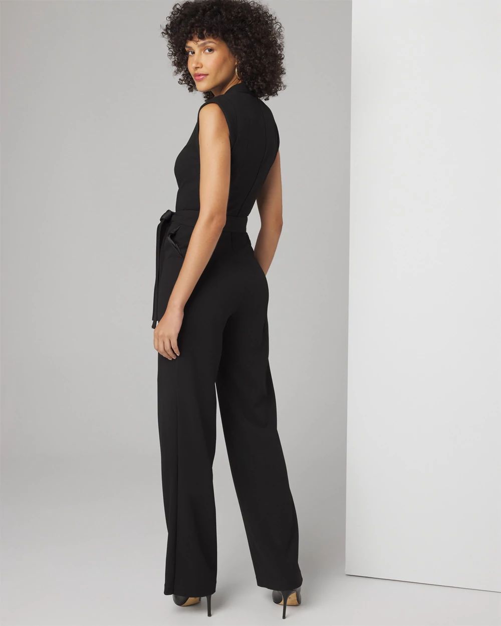Petite Sleeveless Tie Waist Jumpsuit