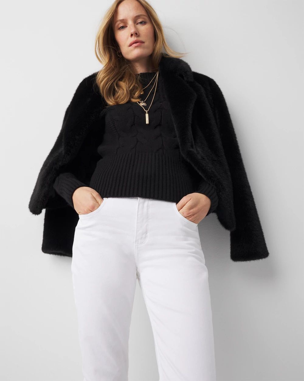 Cabled Mock Neck Pullover Sweater