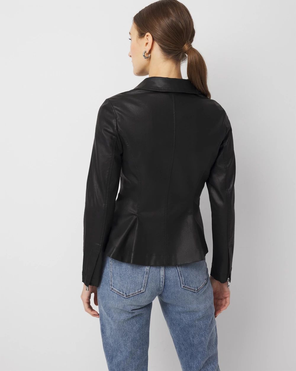 Peplum Coated Denim Jacket