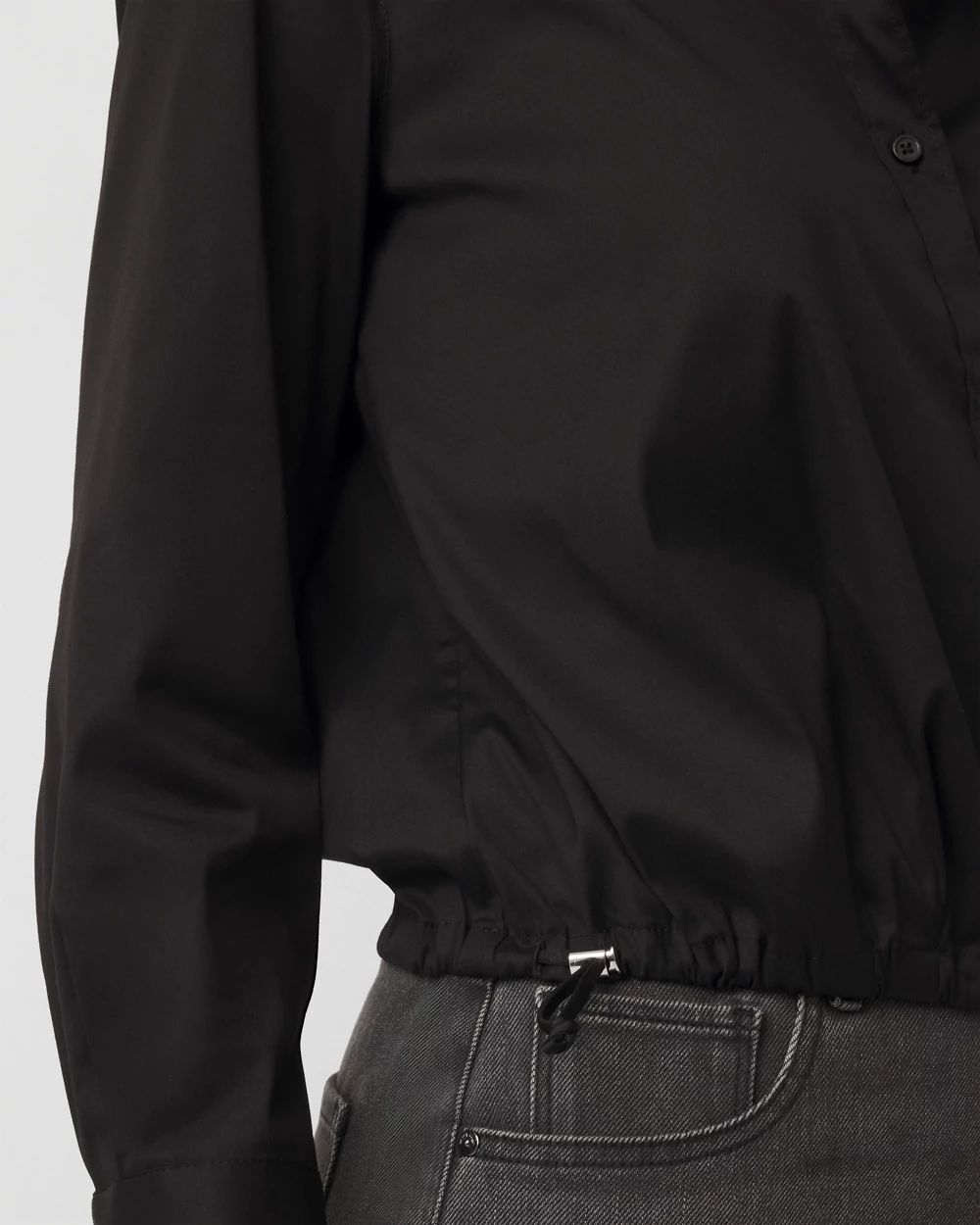 Drawstring Poplin Shirt