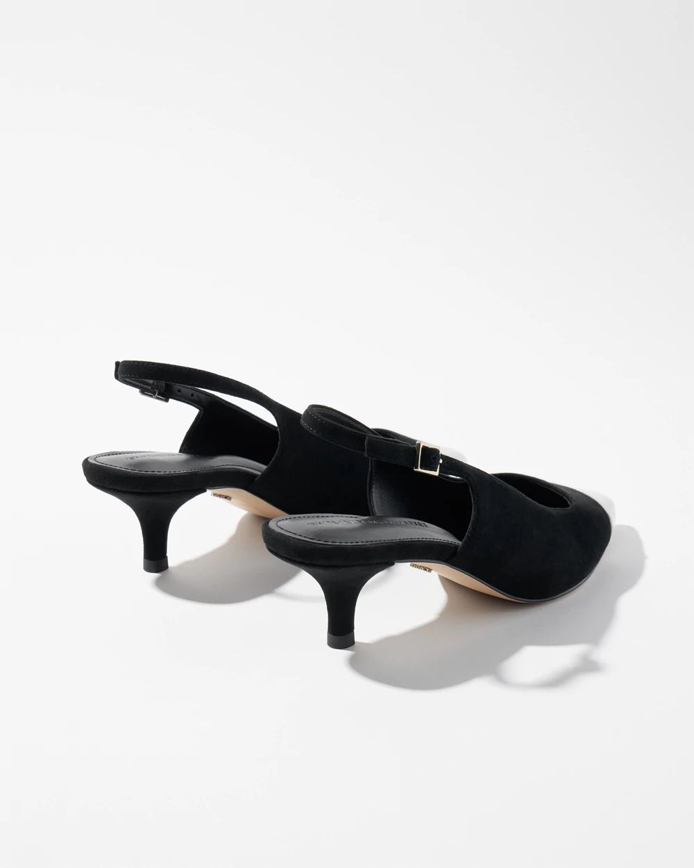 Cap Toe Suede Slingback Kitten Heels