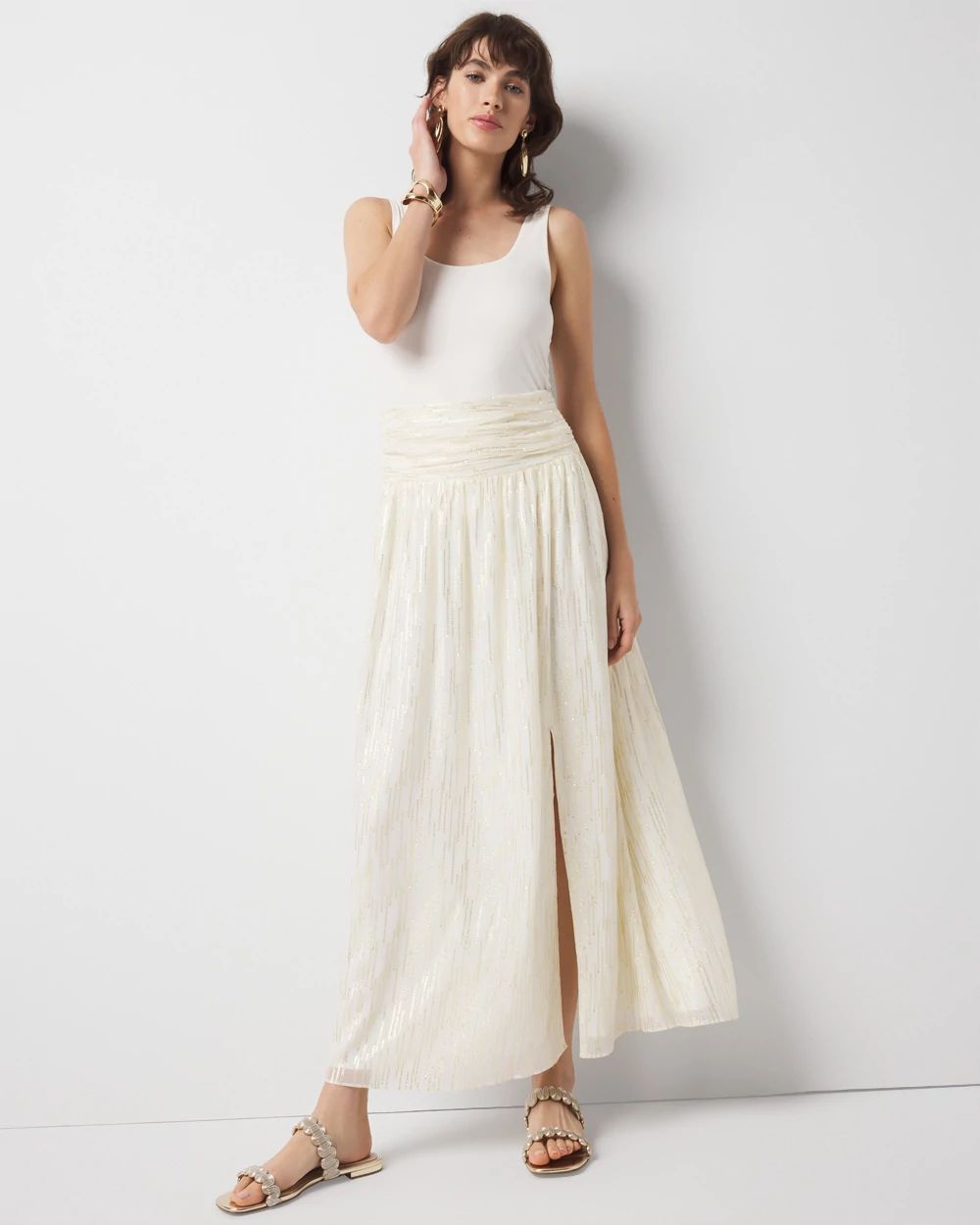 Petite Shirred Waist Maxi Skirt