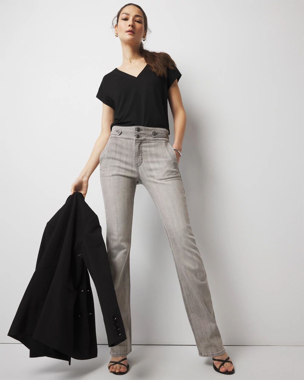 Extra High-Rise Novelty Button Bootcut Jeans