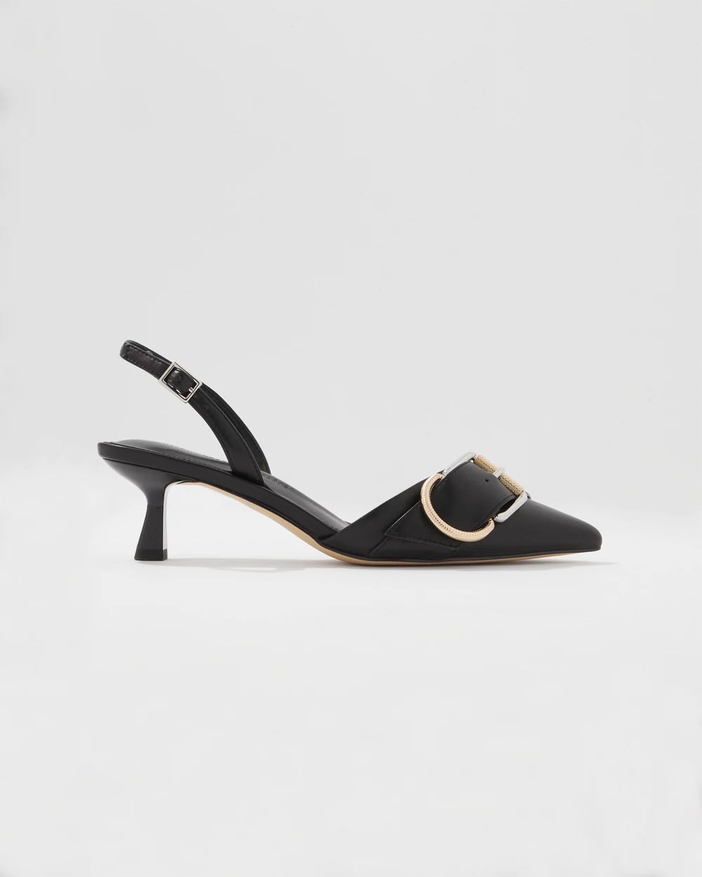 Mixed Metal Black Slingback