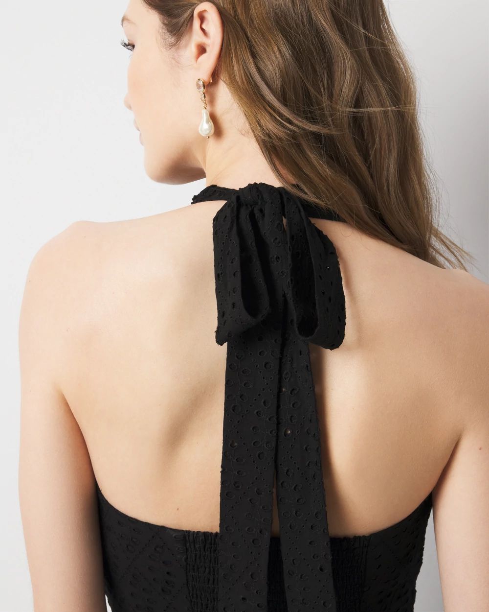 Eyelet Halter Midi Dress