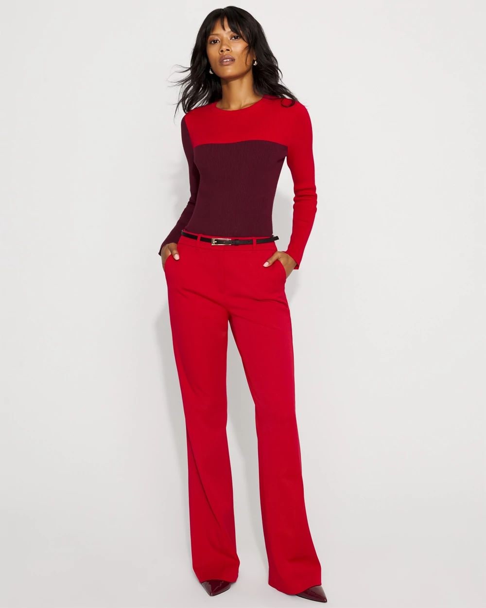 Square Colorblock Pullover Sweater