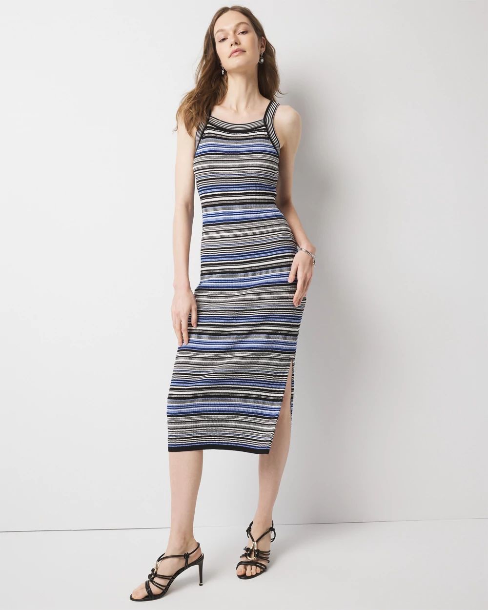 Striped Halter Midi Dress