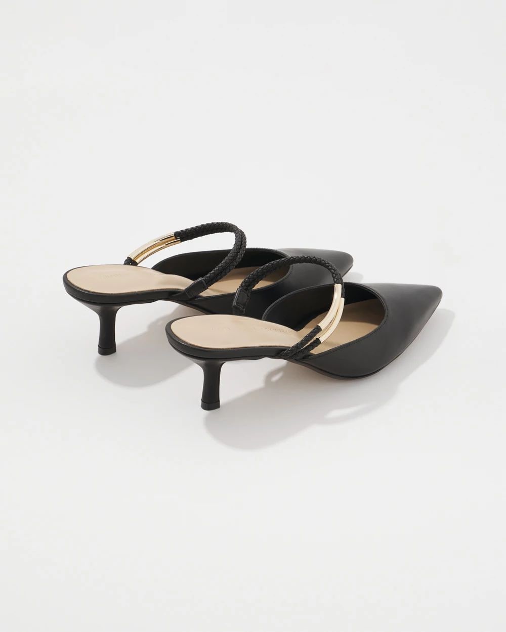 Braided Strap & Gold Kitten Heels