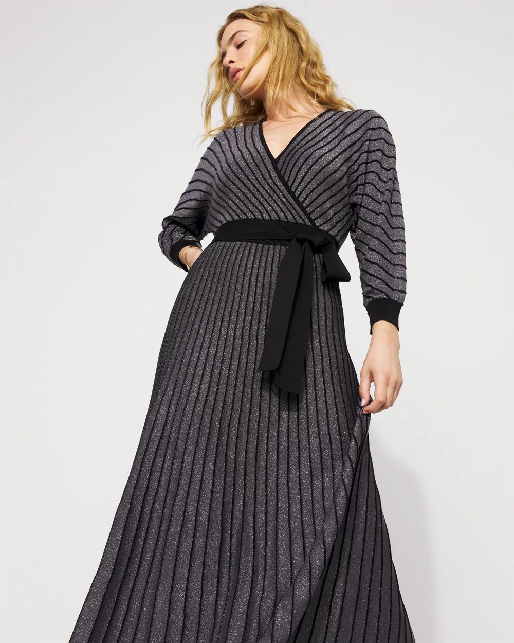 Dolman Sleeve Pleated Sweater Dress