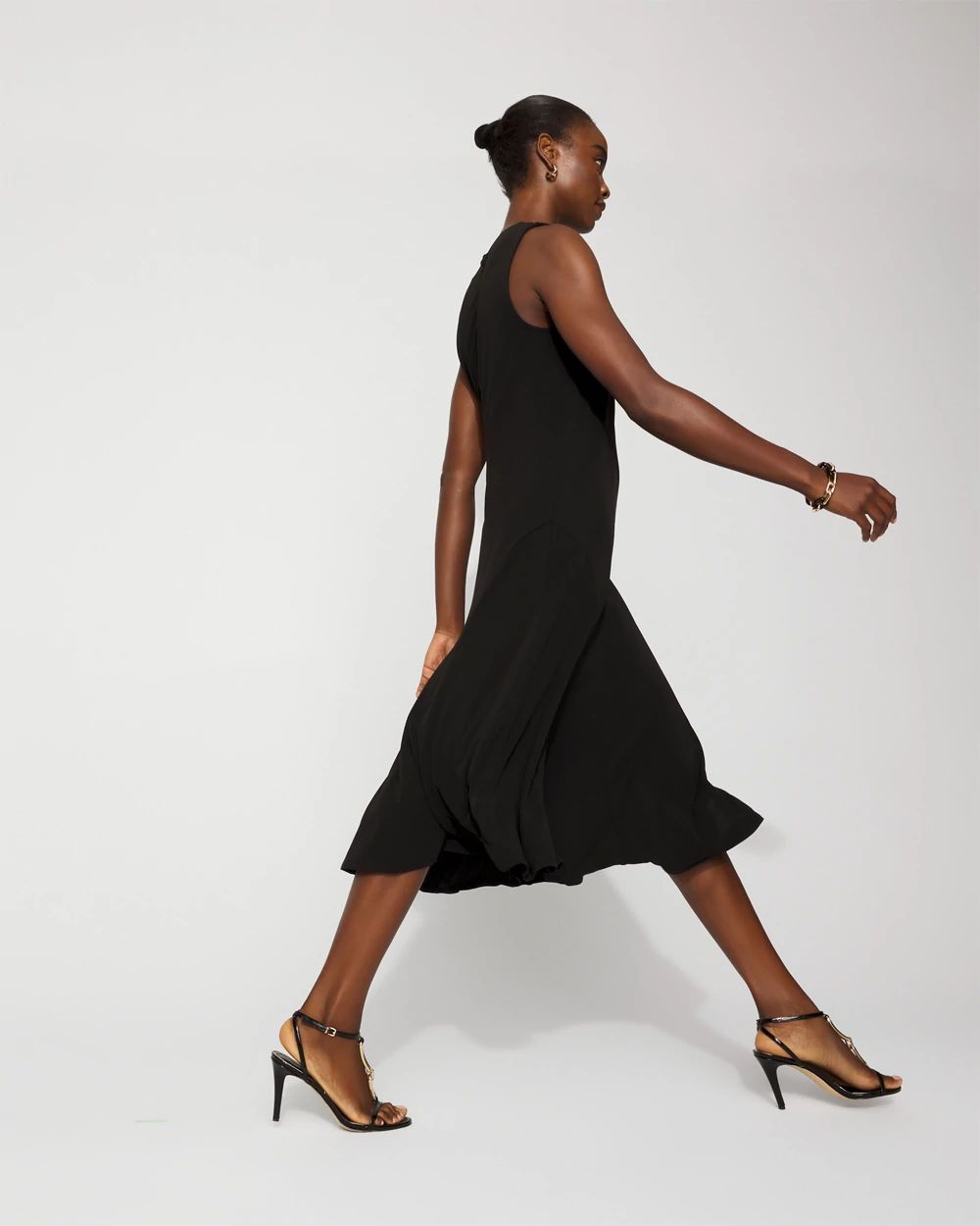 Twist-Neck Cutout Midi Dress