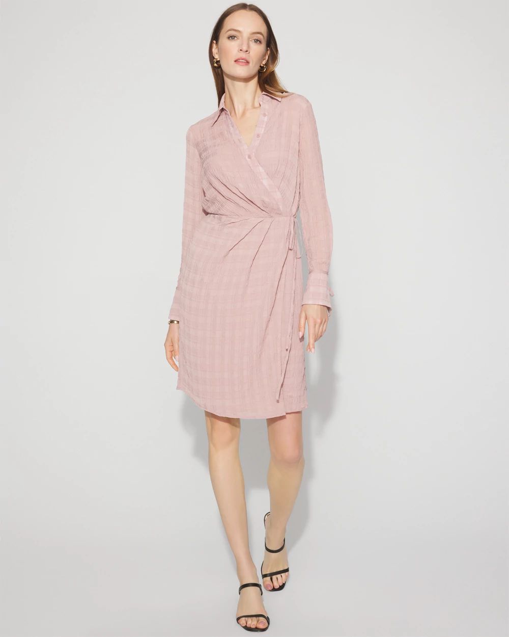 Tie-Detail Chiffon Shirt Dress