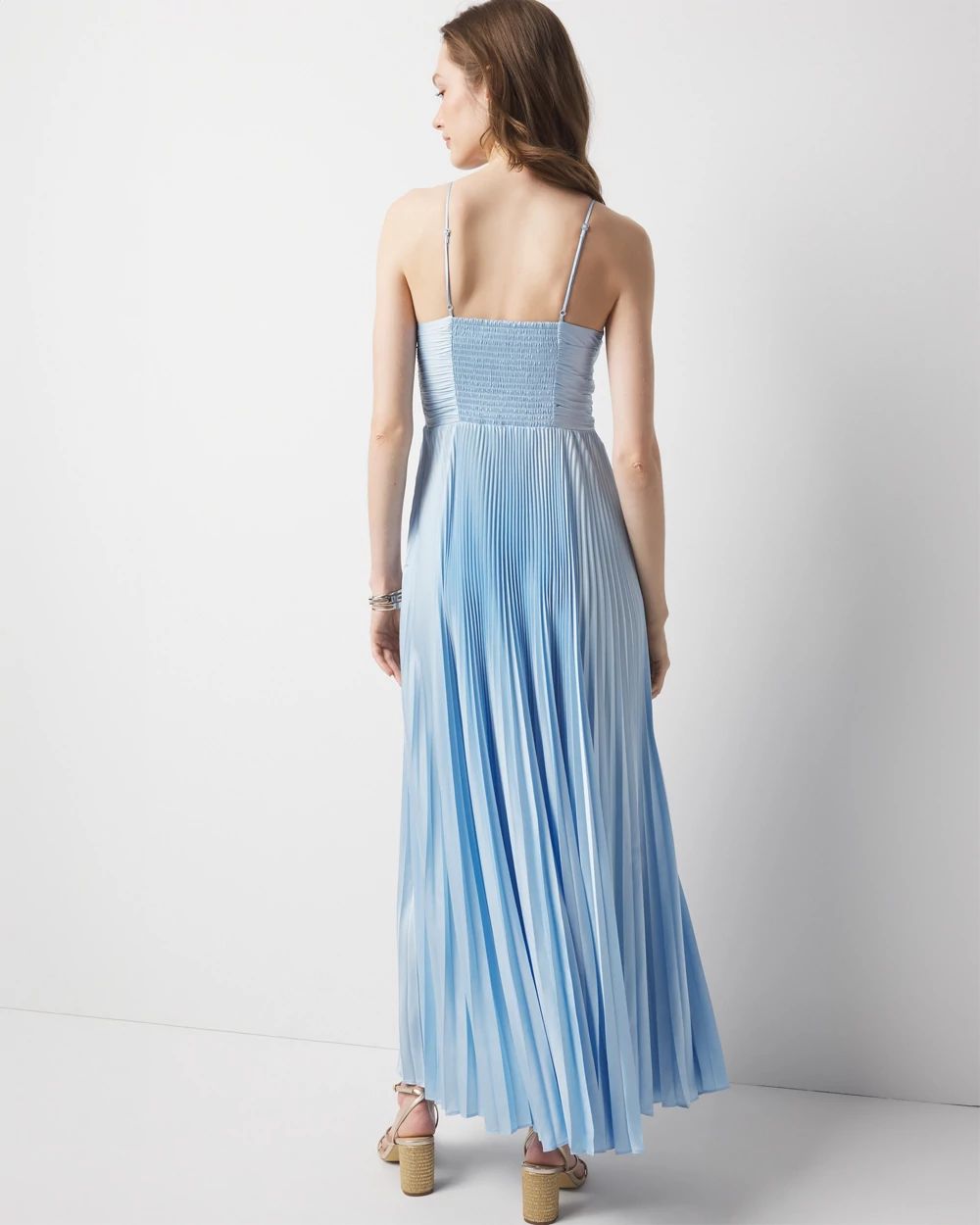 Satin Pleated Maxi Dress