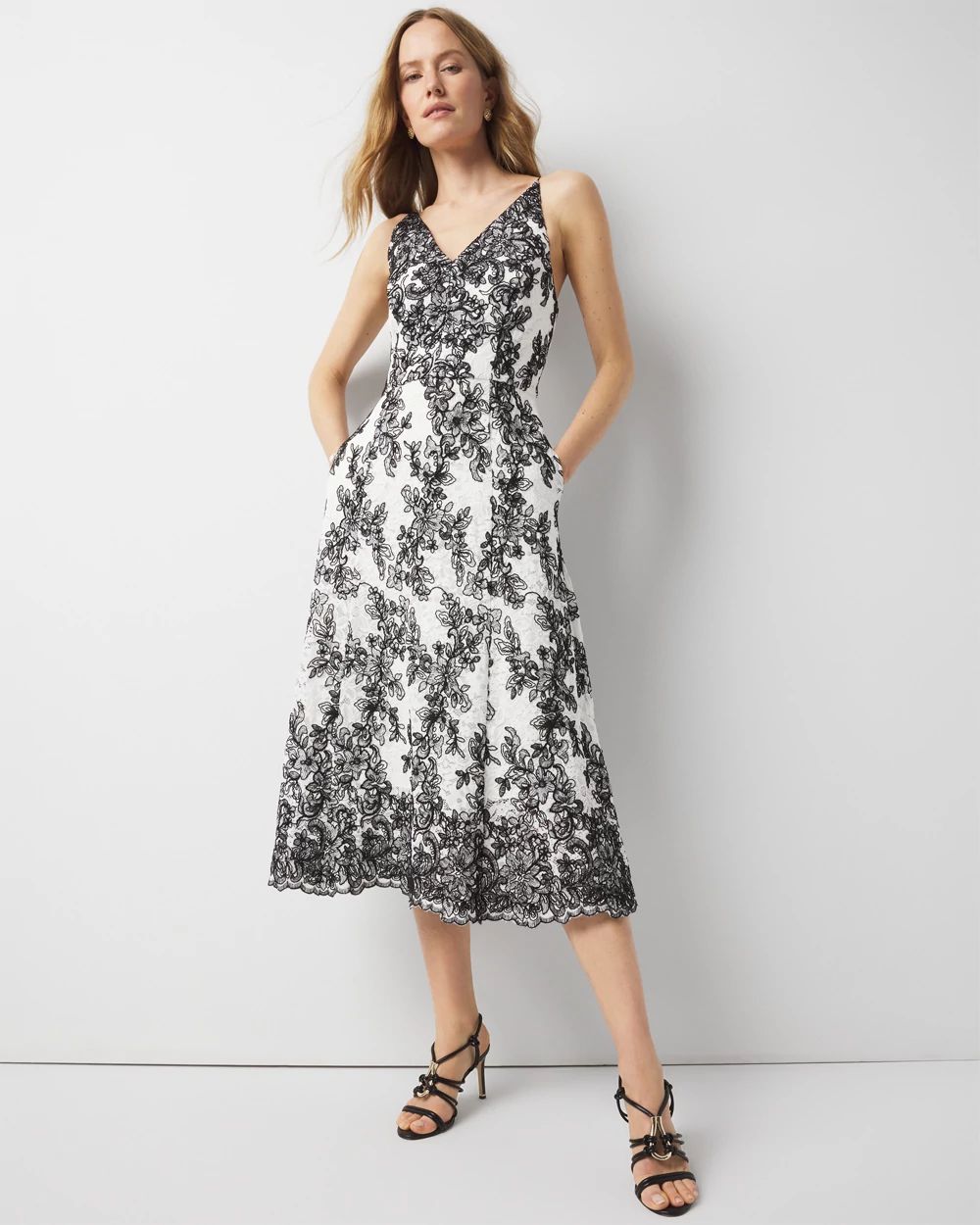 Contrast Lace Midi Dress