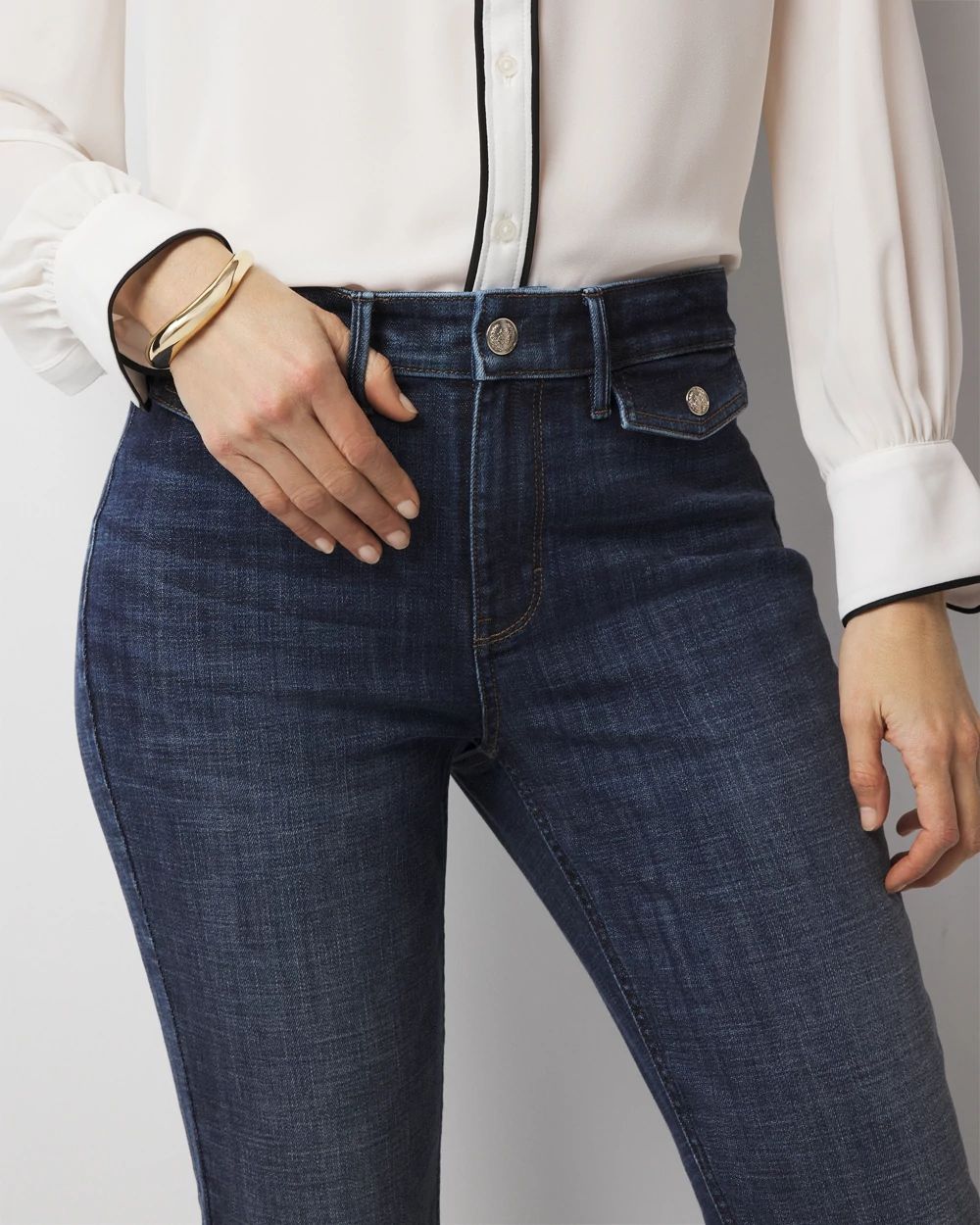 High-Rise Tab Pocket Slim Jeans