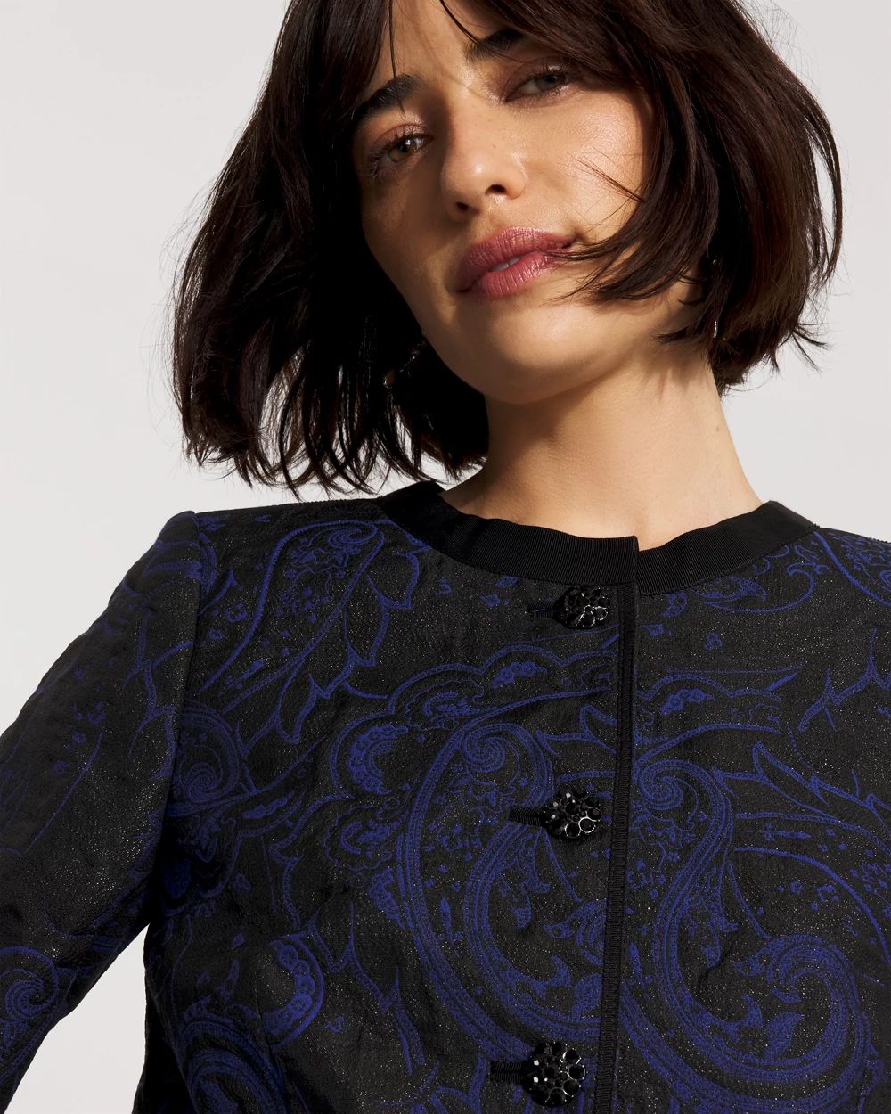 Jacquard Collarless Jacket