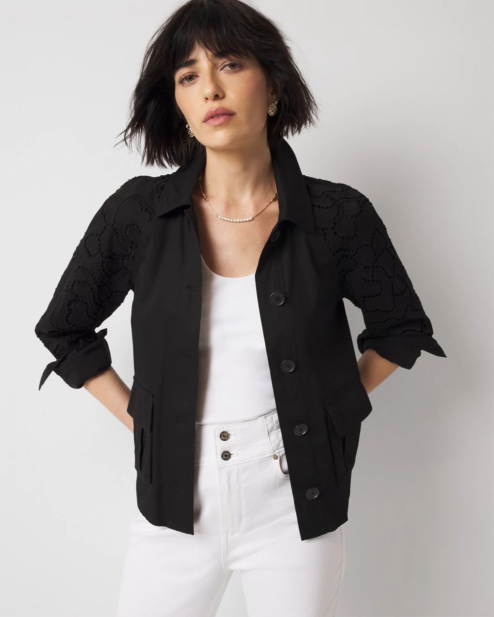 Embroidered Cargo Jacket