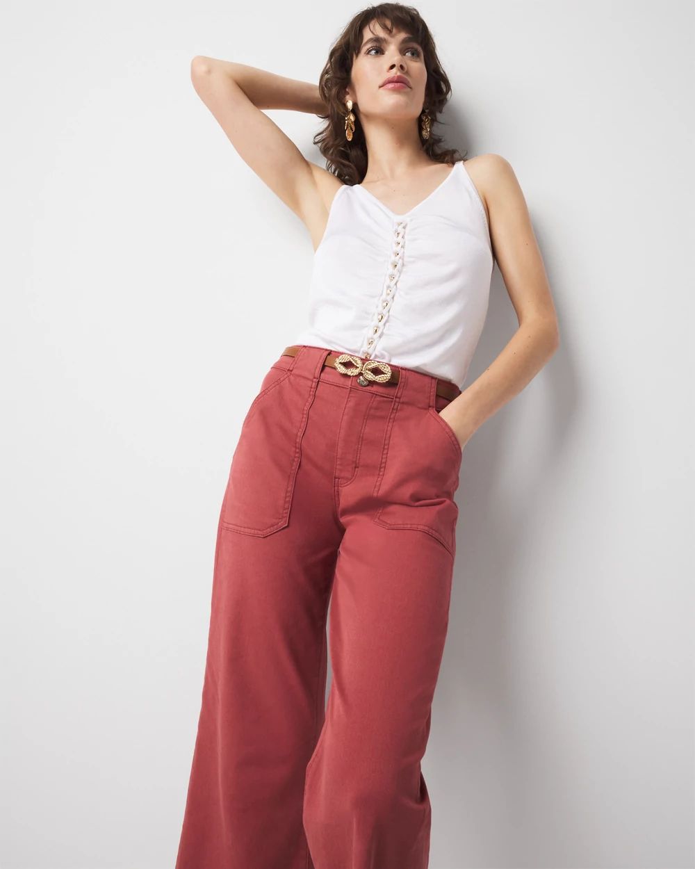 Ruched Hardware Sweater Tank