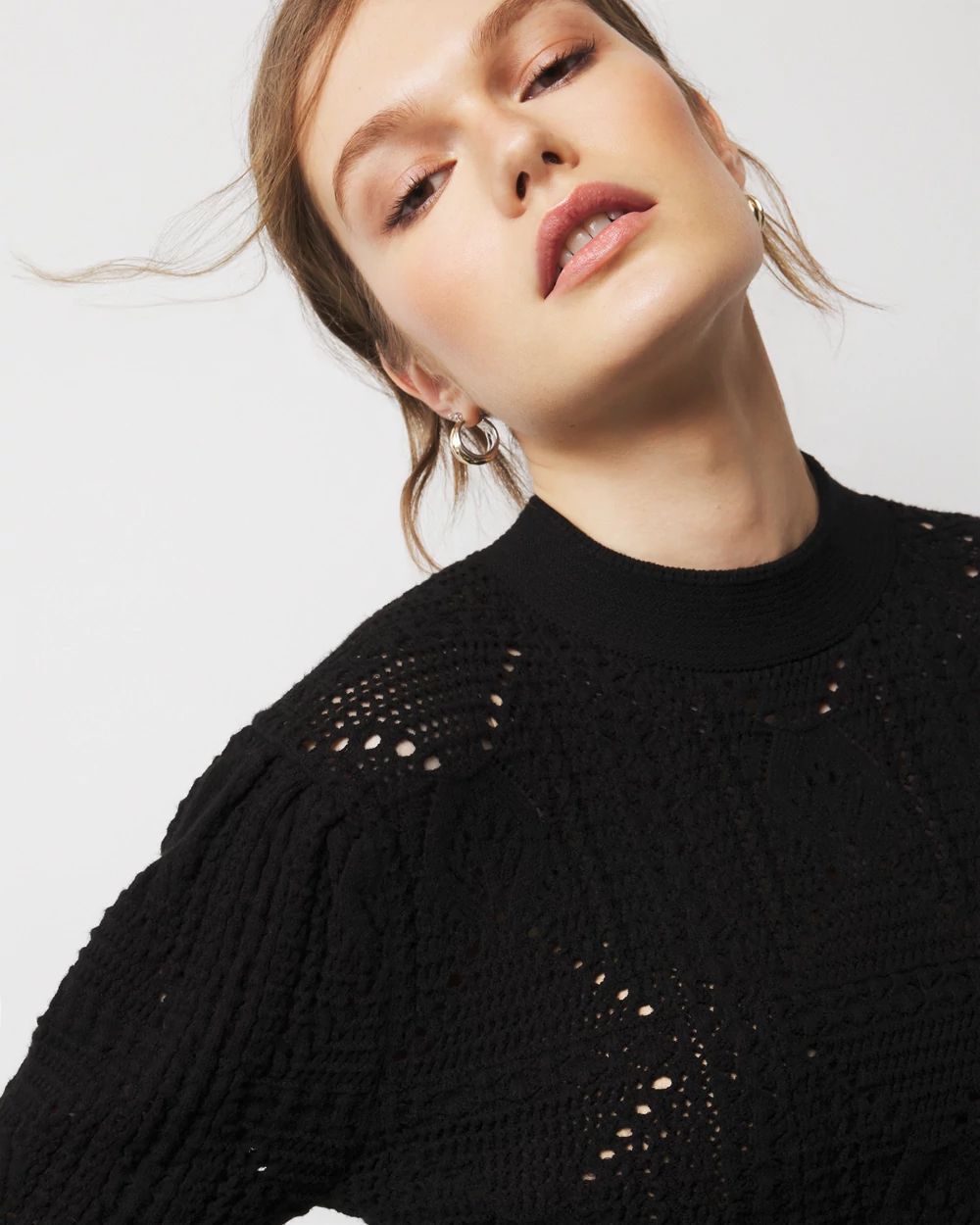 Petite Mock Neck Pointelle Sweater