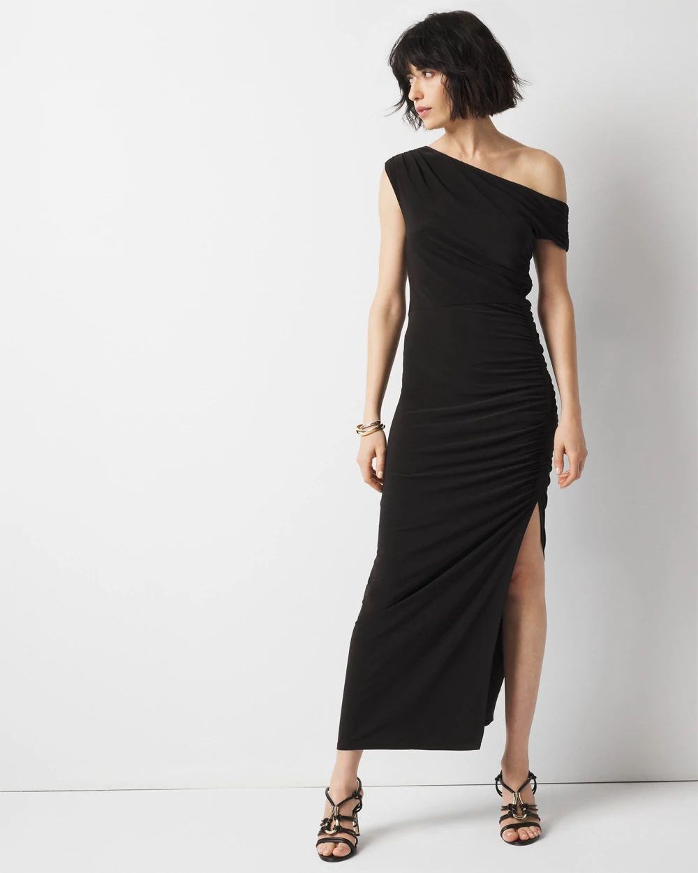One-Shoulder Ruched Maxi Dress