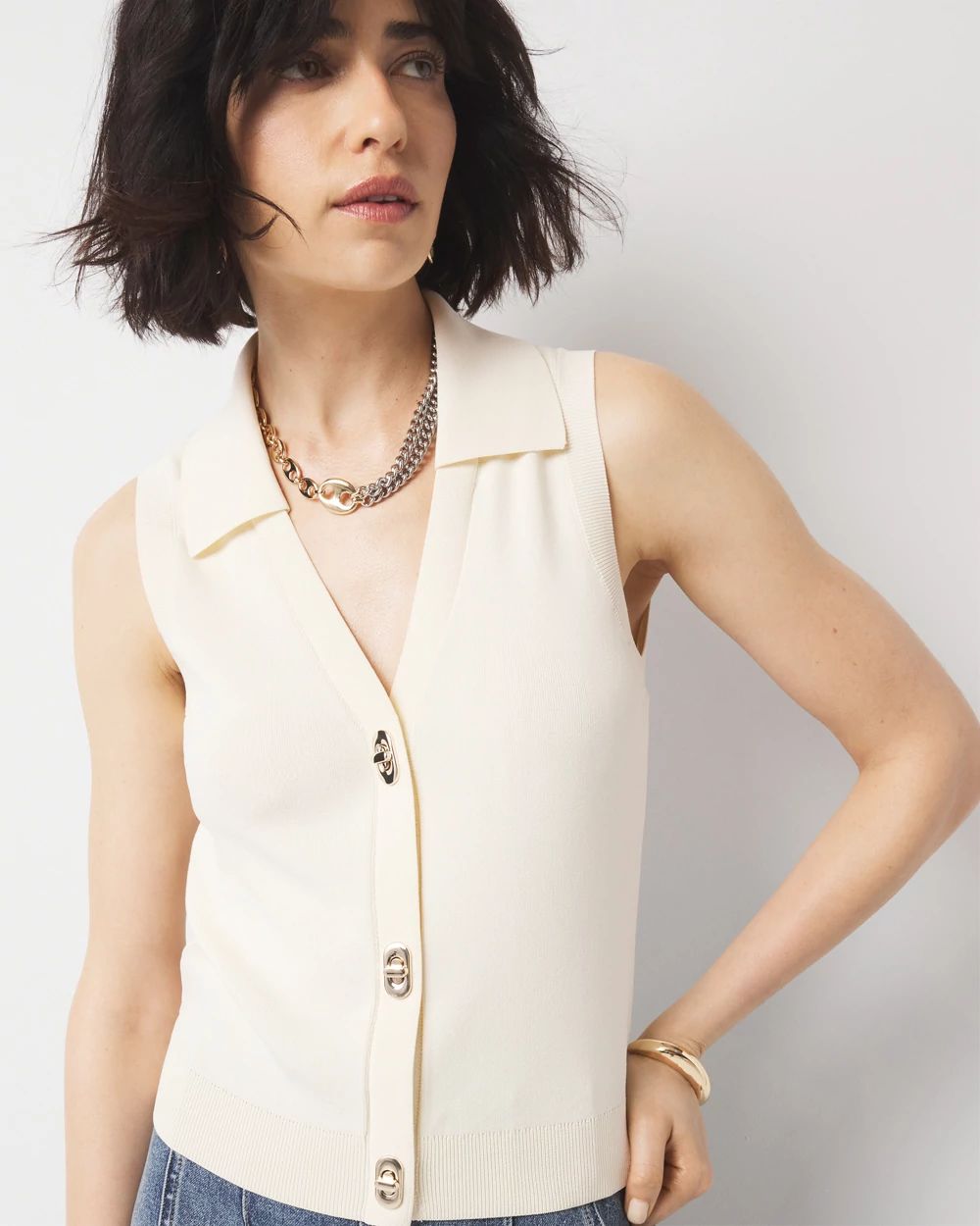 Toggle Button Sweater Vest