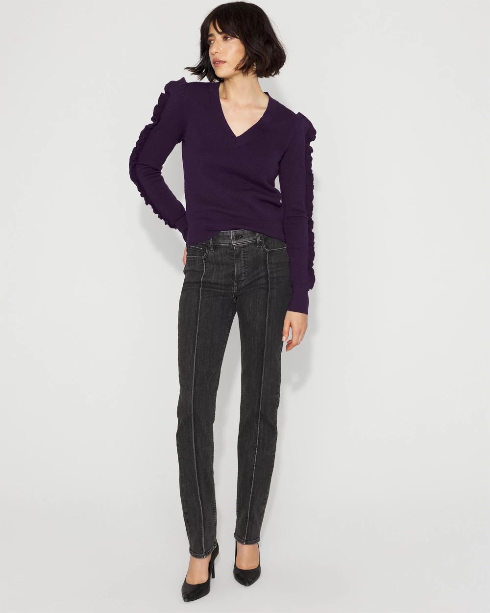 Ruffle Sleeve Pullover Sweater