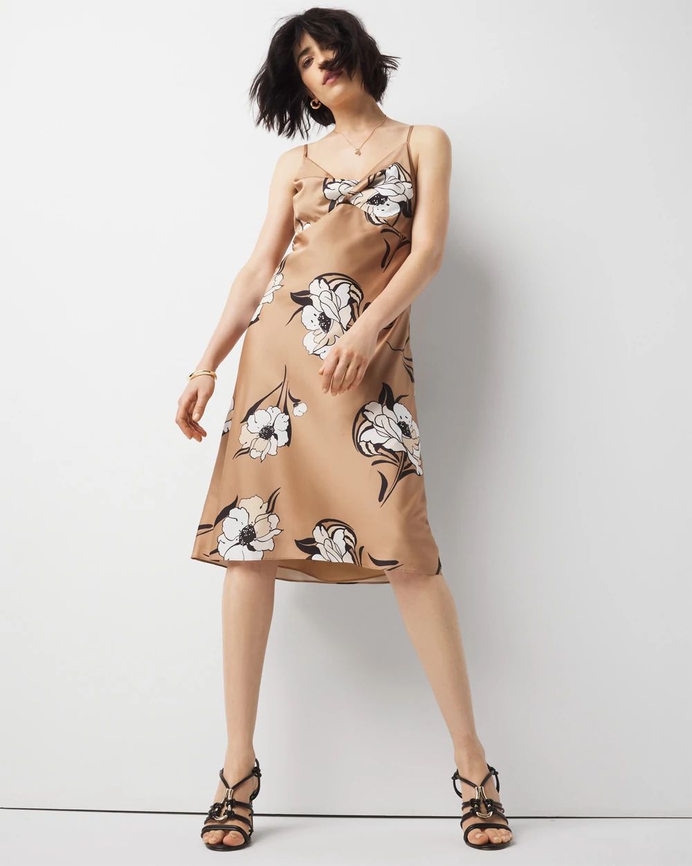 Satin Floral Slip Dress