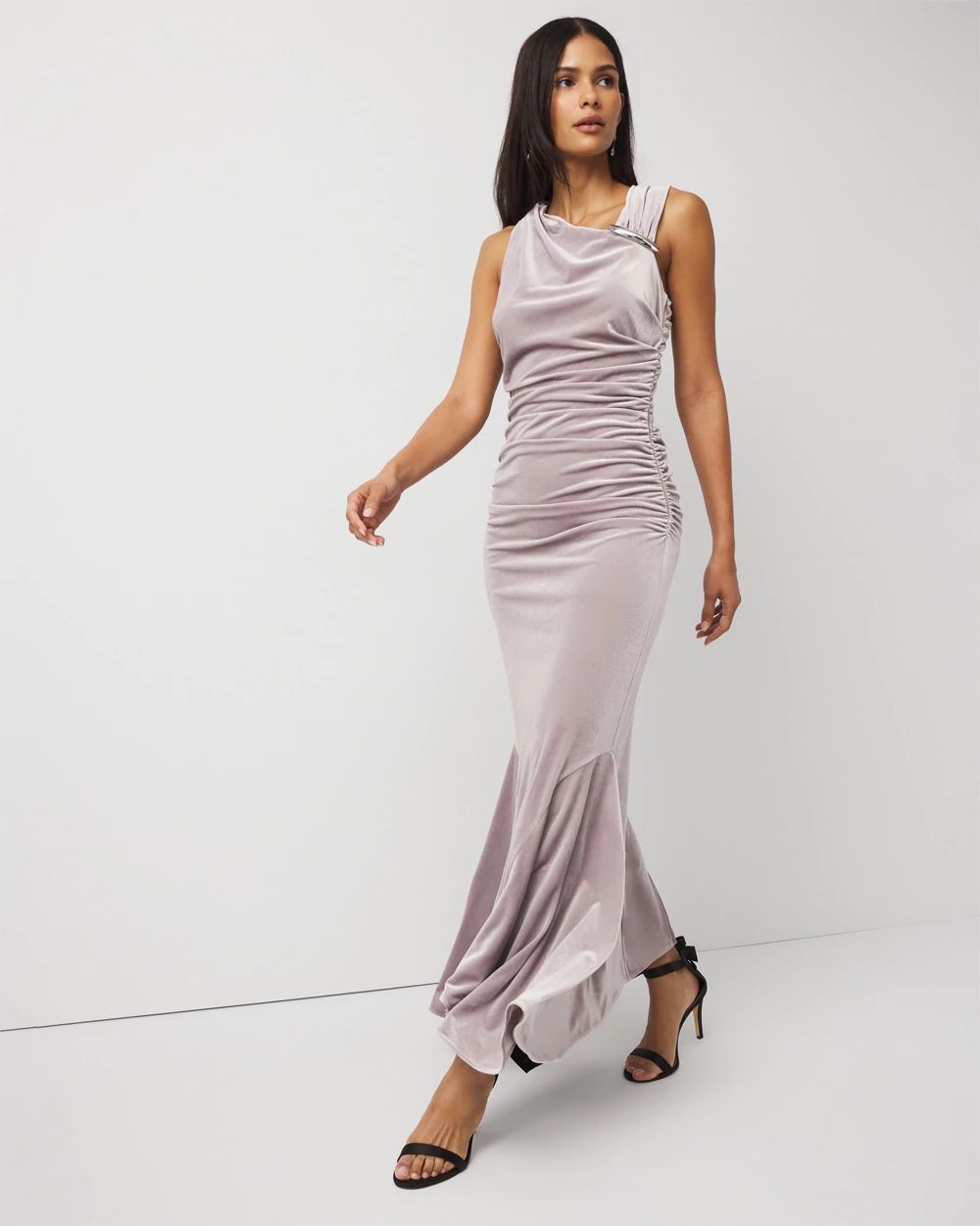 Petite Peekaboo Back Velvet Dress