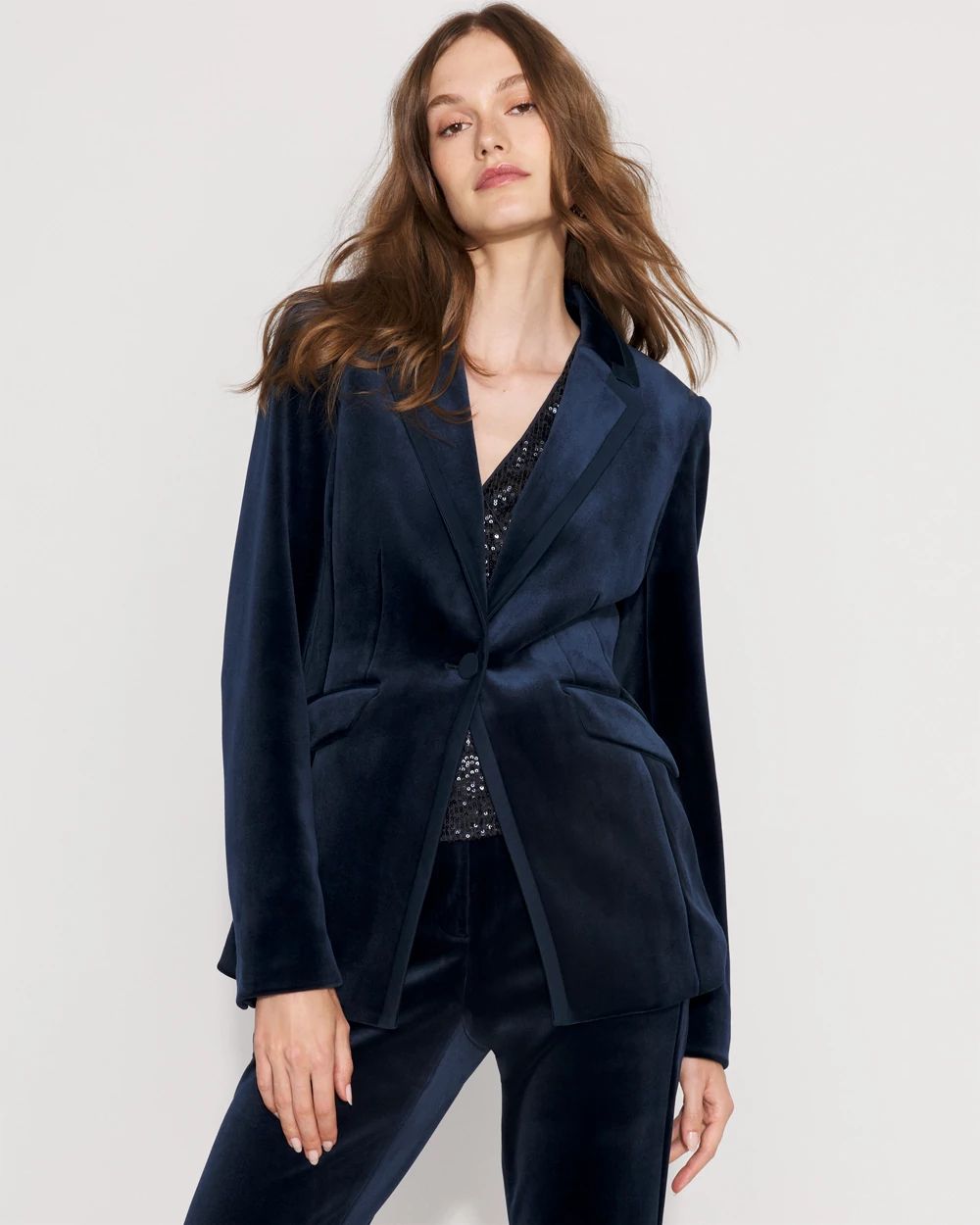 Petite WHBM® One-Button Velvet Blazer