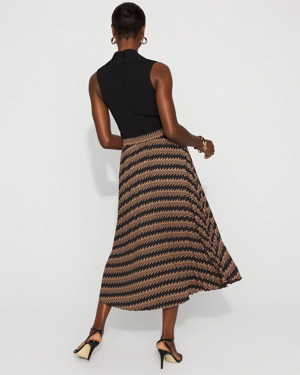 Pleated Crepe Midi Skirt