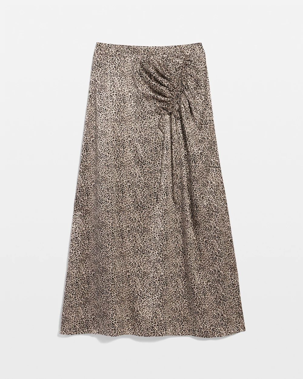 Satin Leopard Cinched Skirt