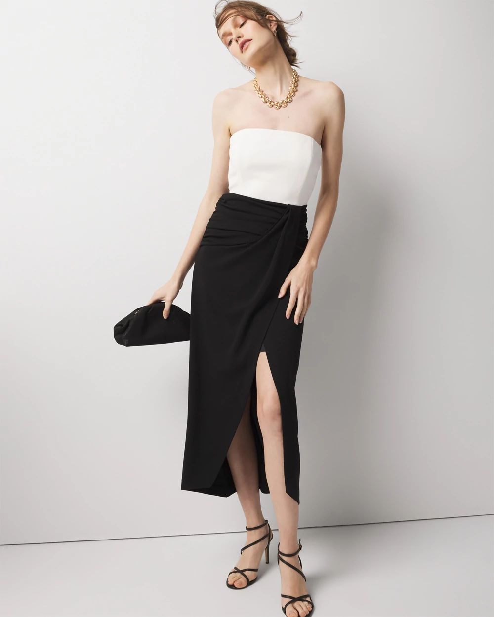Strapless Colorblock Midi Dress