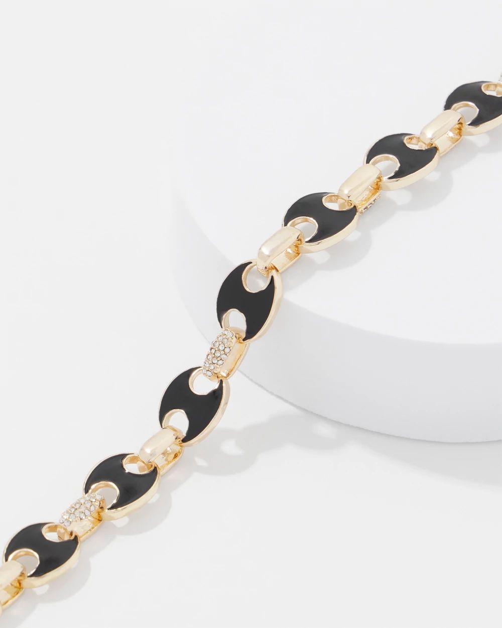 Black Mariner Links & Pavé Bracelet