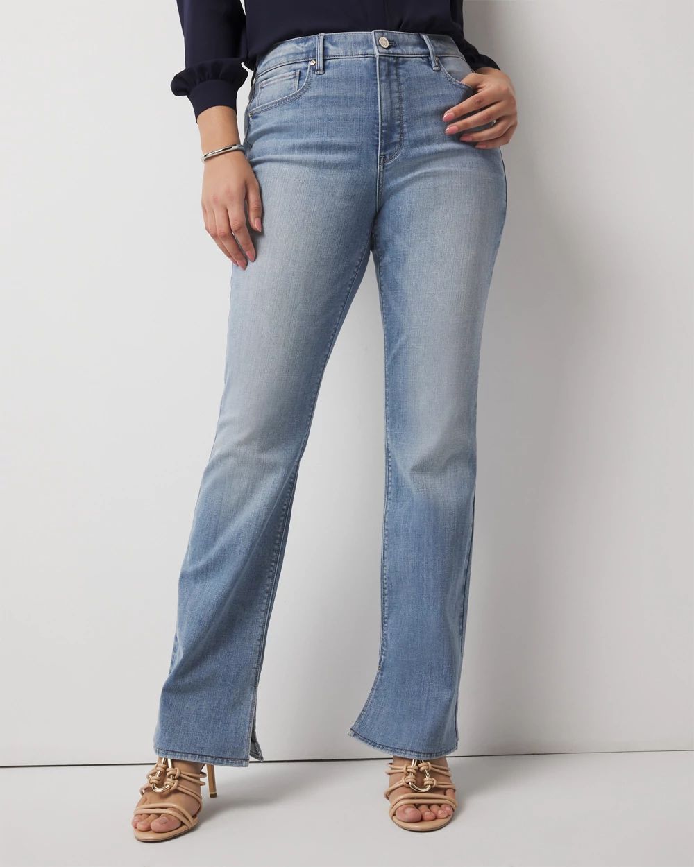 Curvy High-Rise Slit Hem Bootcut Jean