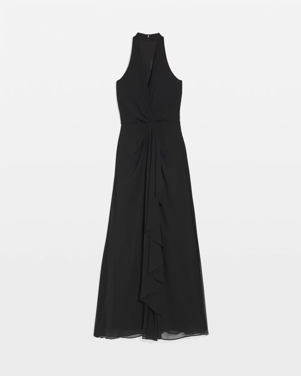 Sleeveless V-Neck Draped Maxi Gown