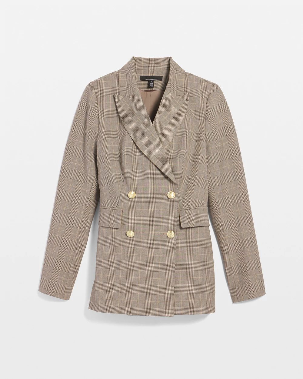 Plaid Double-Breasted Blazer